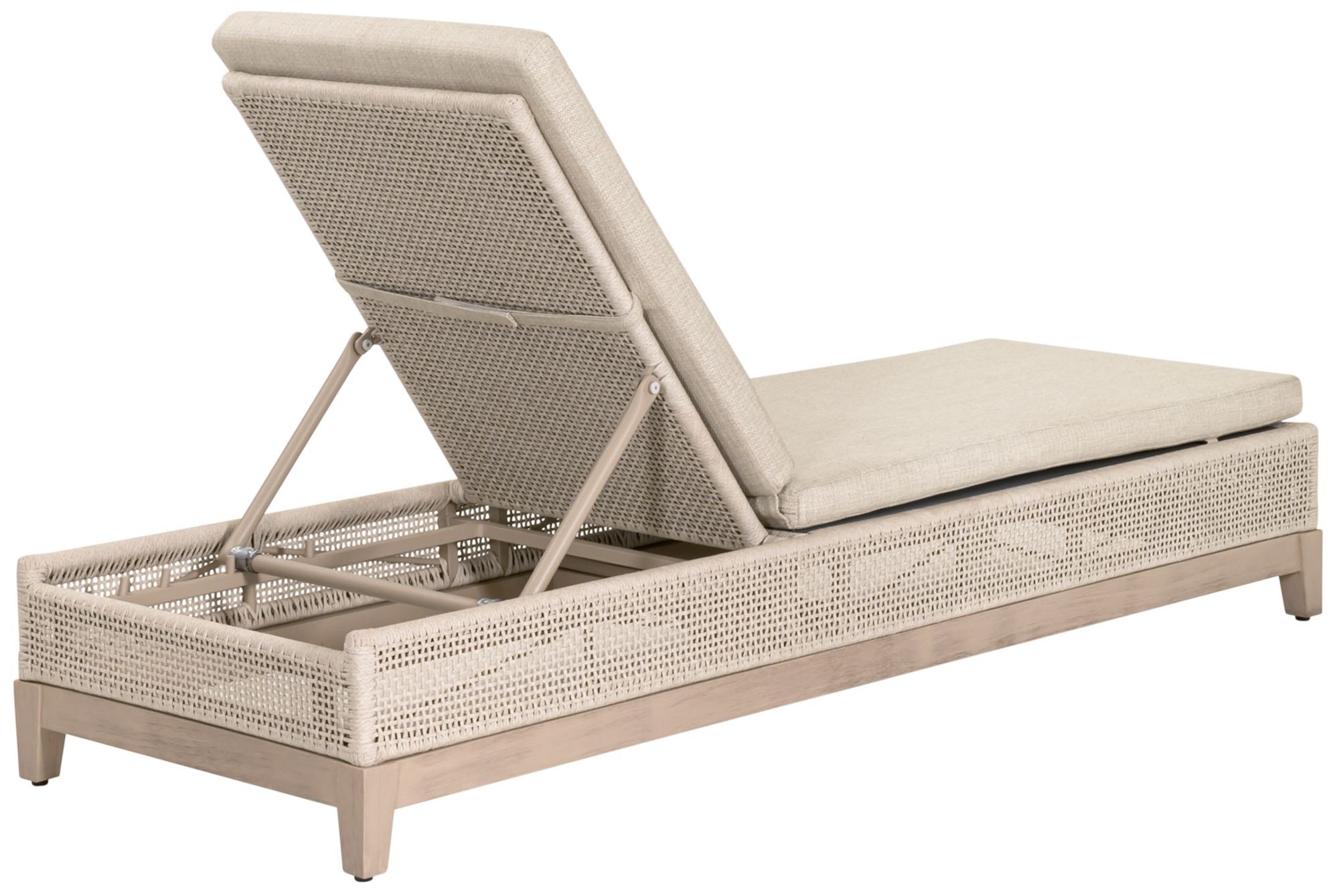 Image 4 Tropez Outdoor Chaise Lounge, Oat Flat Rope, Performance Ecru Weave more views