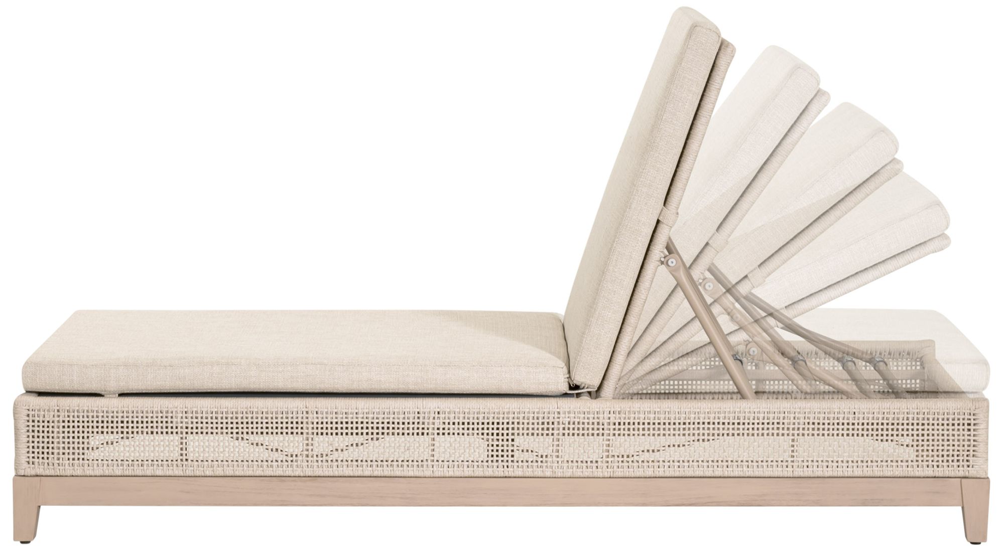 Tropez Outdoor Chaise Lounge, Oat Flat Rope, Performance Ecru Weave