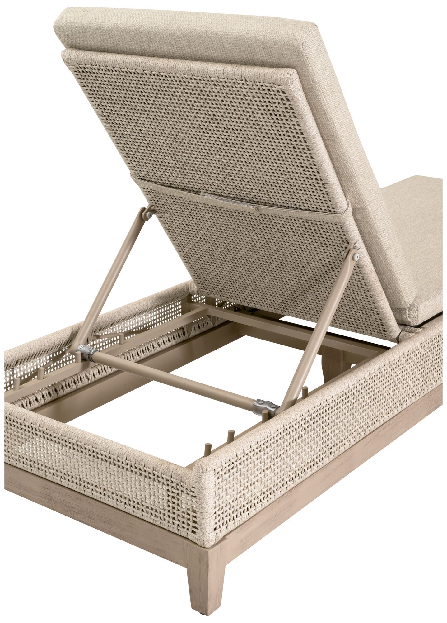 Tropez Outdoor Chaise Lounge, Oat Flat Rope, Performance Ecru Weave