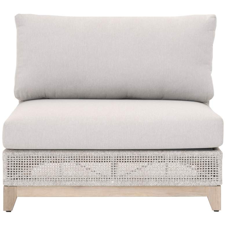 Image 1 Tropez Outdoor Modular Armless Sofa Chair, Taupe & White Flat Rope