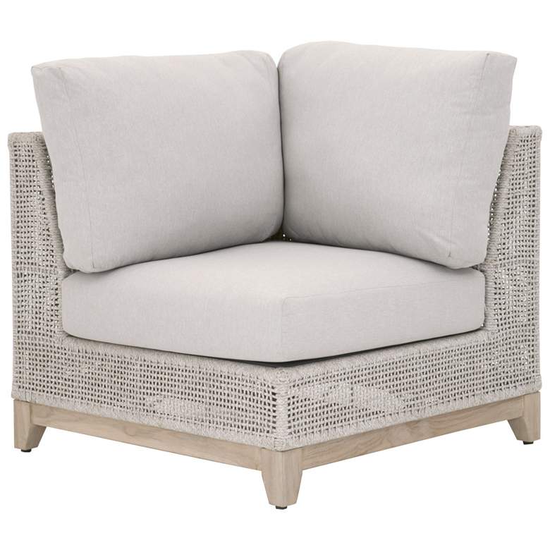Image 1 Tropez Outdoor Modular Corner Sofa, Taupe & White Flat Rope,