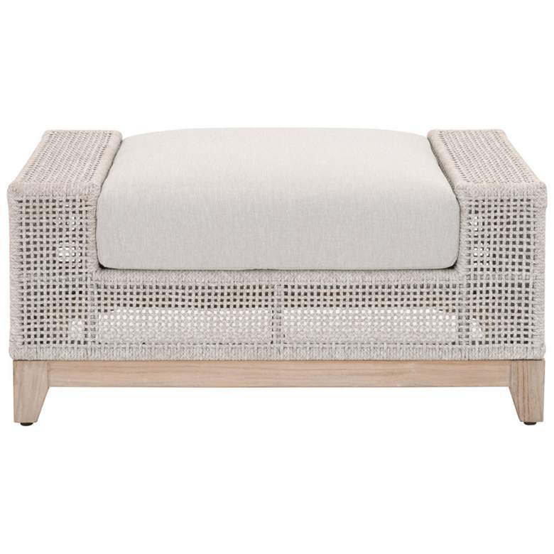Image 1 Tropez Outdoor Ottoman, Taupe &#38; White Flat Rope, Performance Pumice