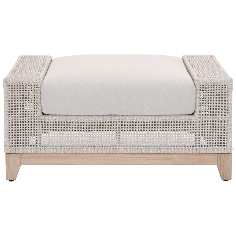 Image 1 Tropez Outdoor Ottoman, Taupe & White Flat Rope, Performance Pumice