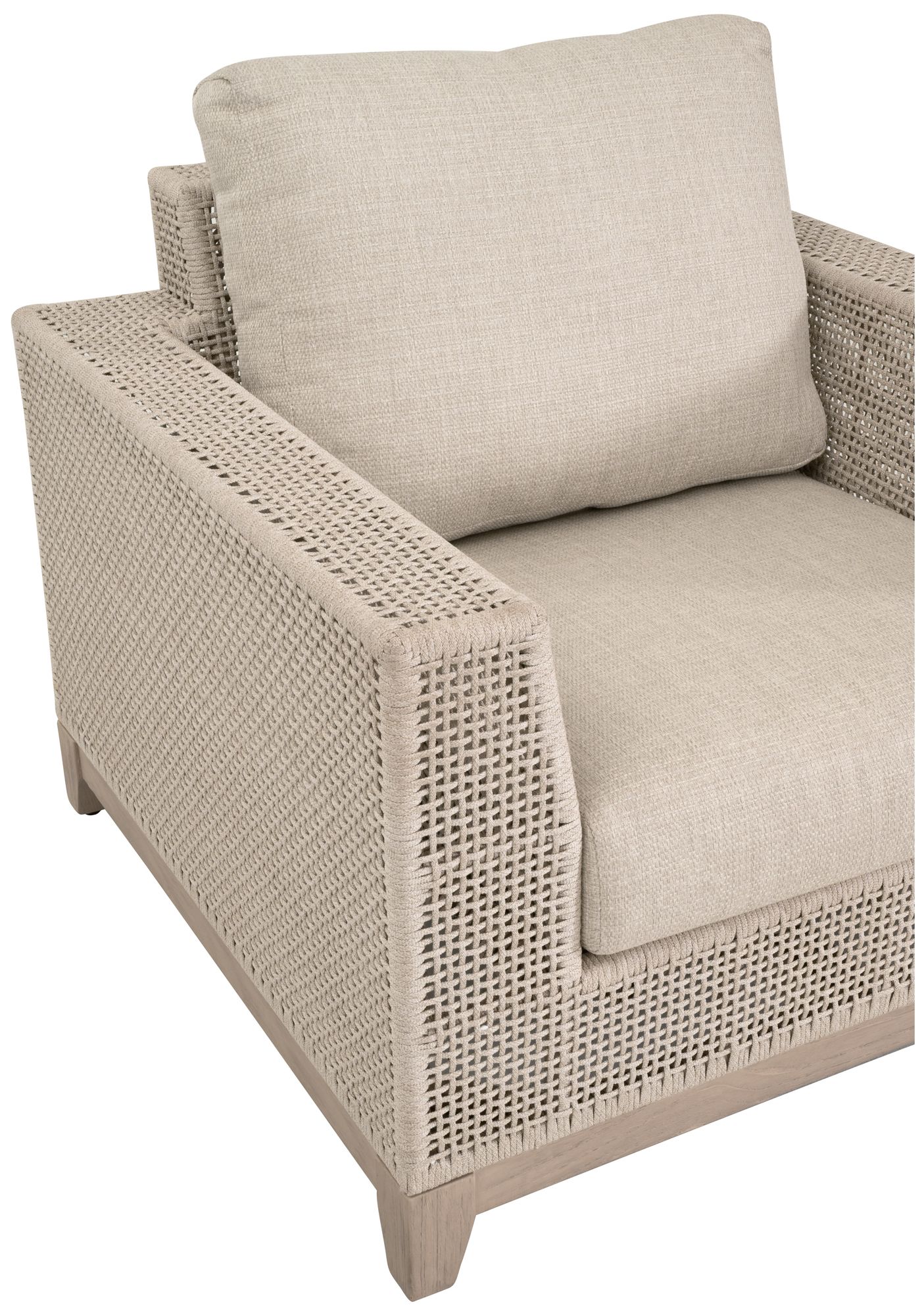 Tropez Outdoor Sofa Chair, Oat Flat Rope, Performance Ecru Weave