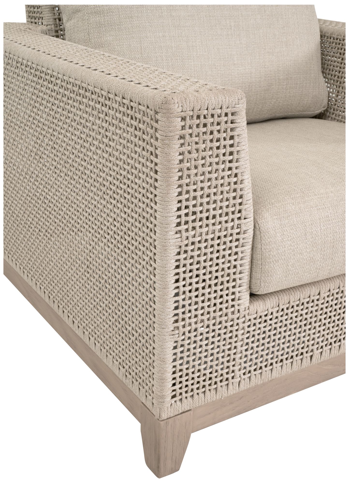 Tropez Outdoor Sofa Chair, Oat Flat Rope, Performance Ecru Weave