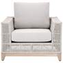 Tropez Outdoor Sofa Chair, Taupe & White Flat Rope, Performance Pumice