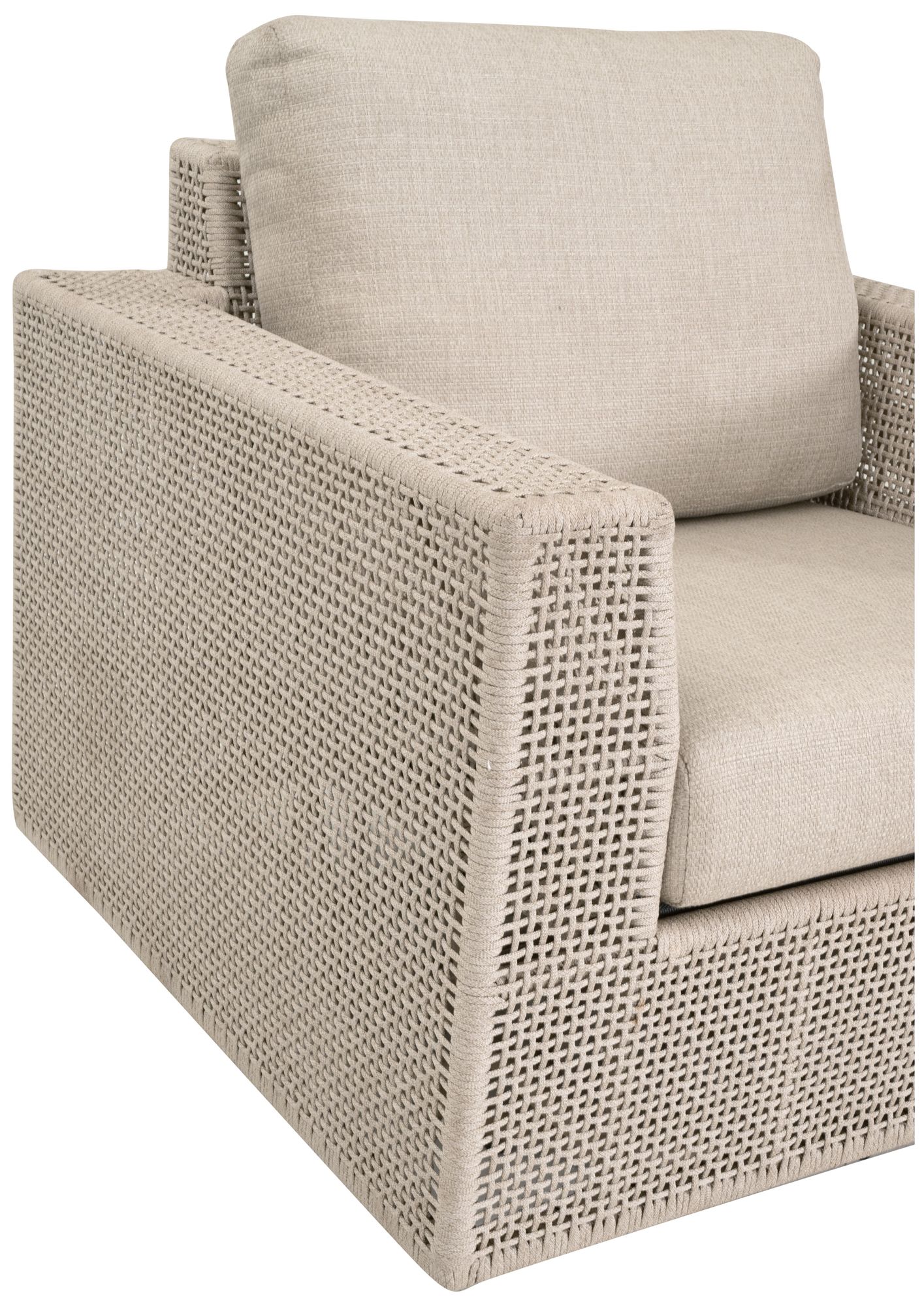Tropez Outdoor Swivel Rocker Sofa Chair, Oat Flat Rope