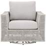 Tropez Outdoor Swivel Rocker Sofa Chair, Taupe & White Flat Rope