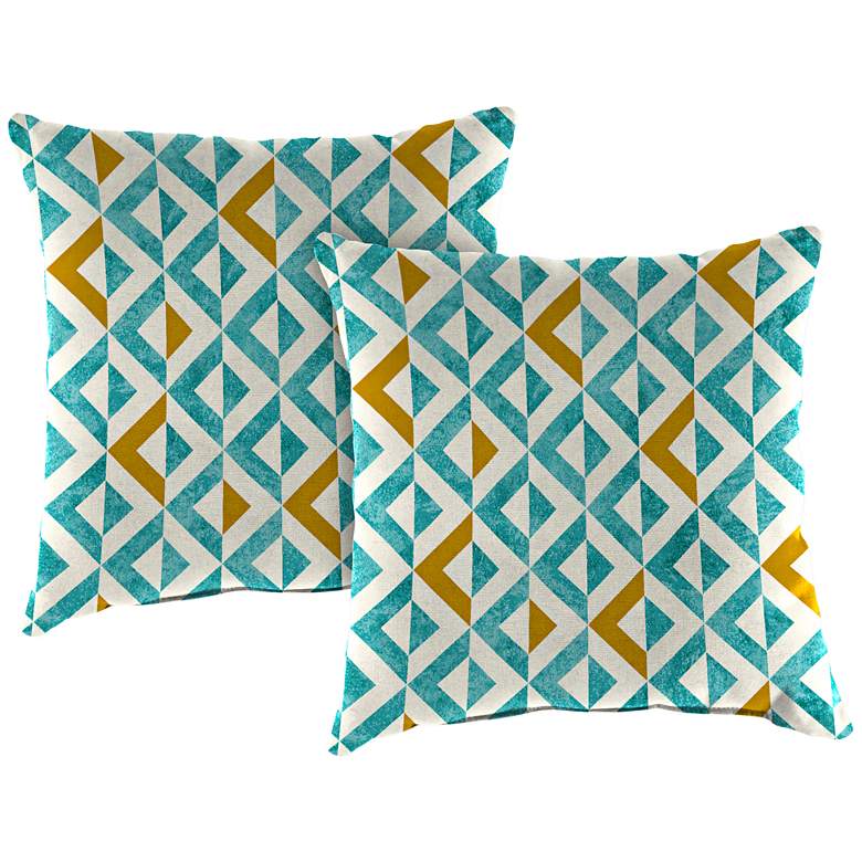 Image 1 Tropez Turquoise 18 inch Square Outdoor Toss Pillow Set of 2