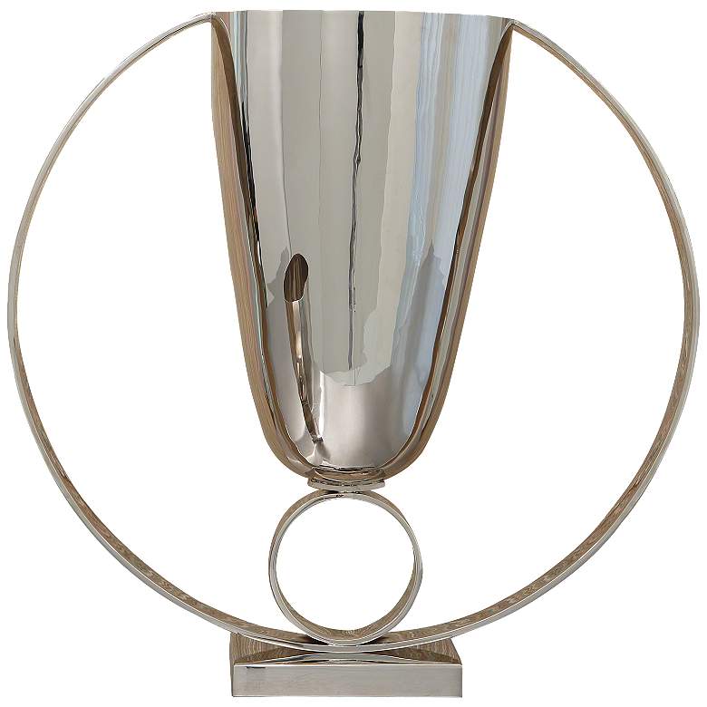 Image 1 Trophy 11 3/4 inchW Nickel Plated 2-Ring Steel Cup Vase