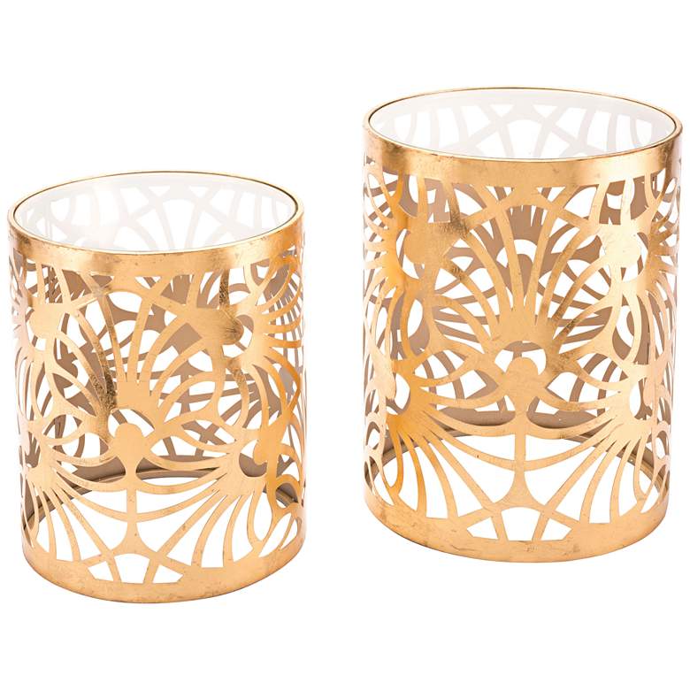 Image 1 Tropic Clear Glass and GoldAccent Tables -  2-Piece Set