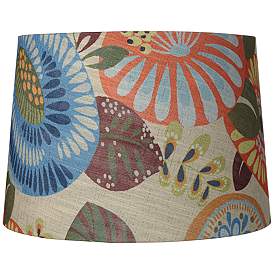 Image3 of Tropic Fabric Set of 2 Drum Lamp Shades 14x16x11 (Spider) more views