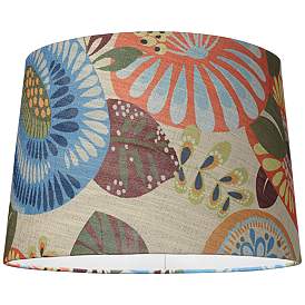 Image4 of Tropic Fabric Set of 2 Drum Lamp Shades 14x16x11 (Spider) more views