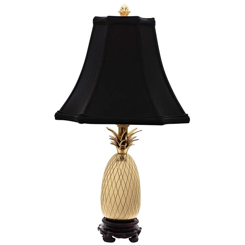Tropic Pineapple Brass 20&quot; High Table Lamp with Black Shade