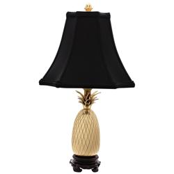 Tropic Pineapple Brass 20&quot; High Table Lamp with Black Shade
