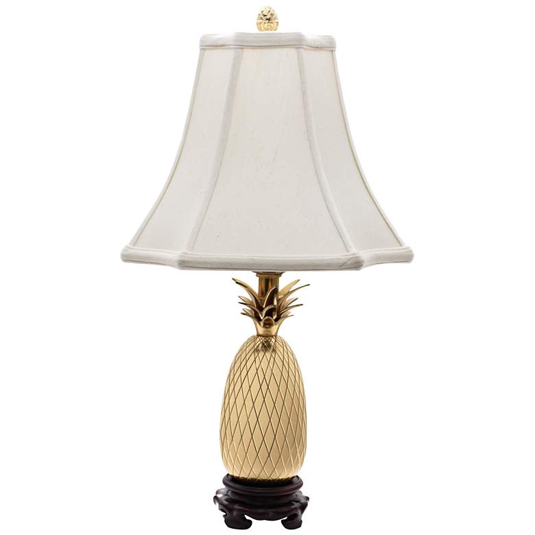 Image 2 Tropic Pineapple Brass 20 inch High Table Lamp with White Shade