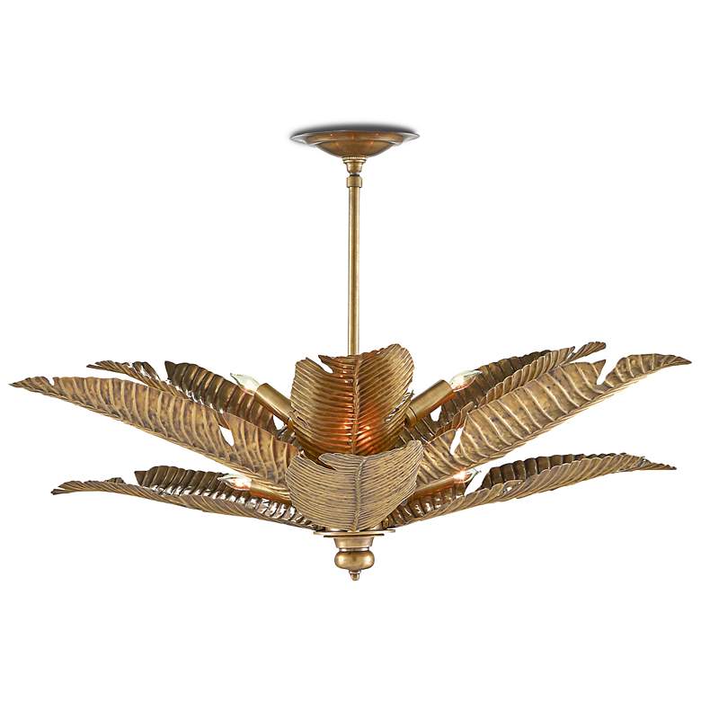 Image 3 Tropical 34" Wide Vintage Brass 6-Light Ceiling Light more views