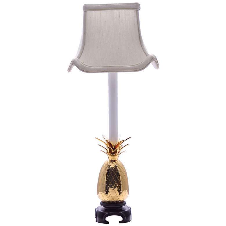 Image 1 Tropical Brass 21" High White Shade Pineapple Accent Table Lamp