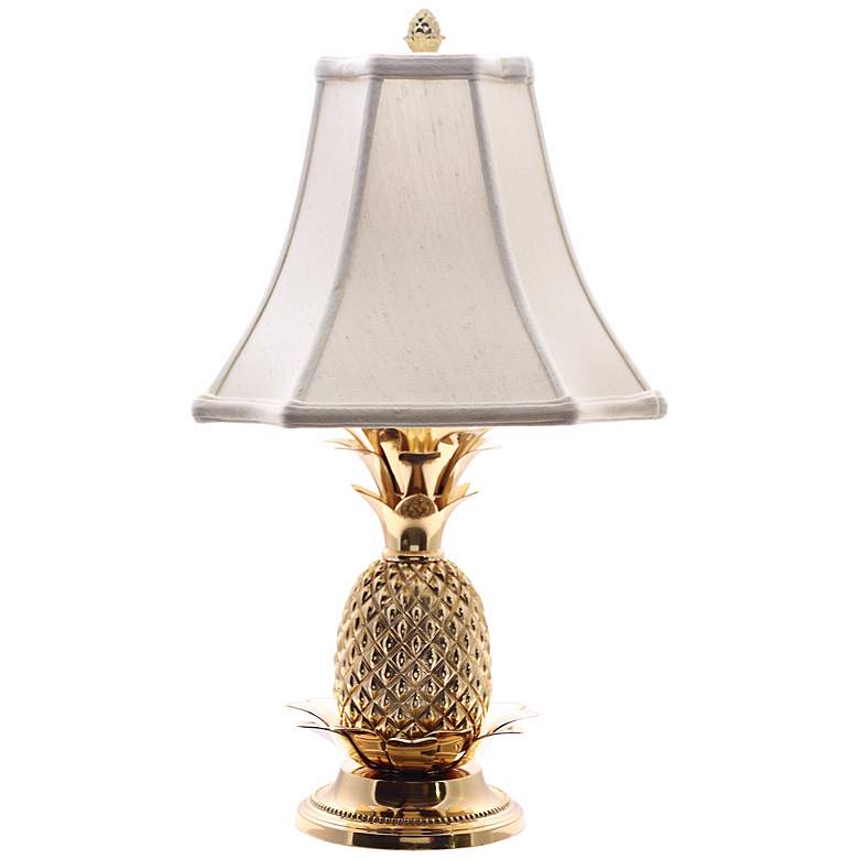 Image 2 Tropical Brass 21 inch Off-White Shade Pineapple Table Lamp