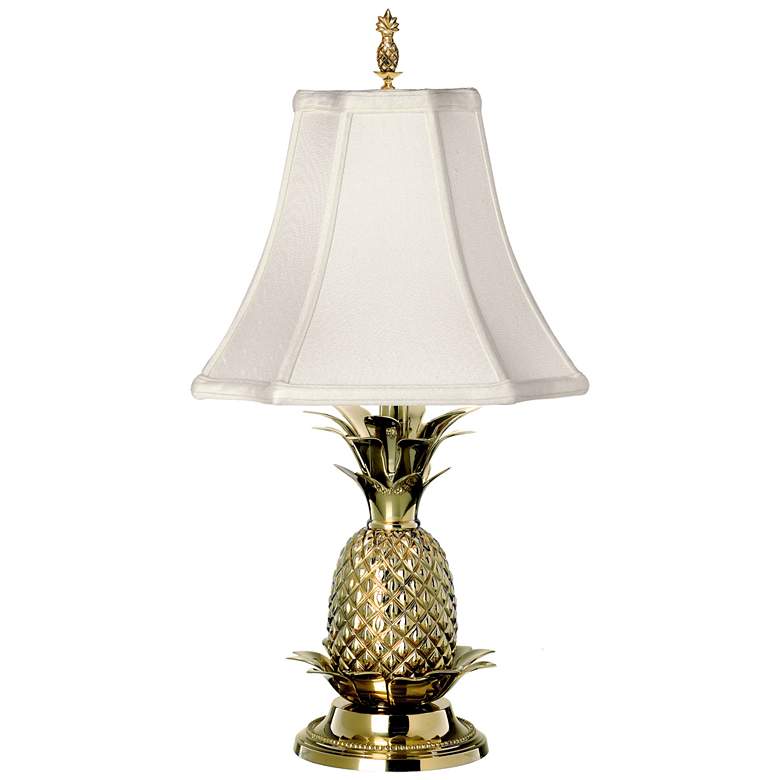 Image 2 Tropical Brass 21 inch Off-White Shade Pineapple Table Lamp