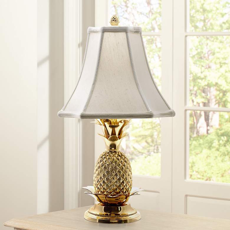 Image 1 Tropical Brass 21" Off-White Shade Pineapple Table Lamp