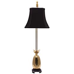 Tropical Brass Black Shade Pineapple Buffet Table Lamp