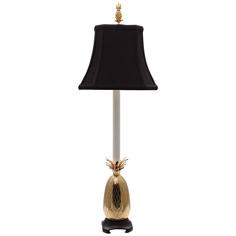 Tropical Brass Black Shade Pineapple Buffet Table Lamp