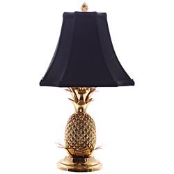 Tropical Brass Black Shade Pineapple Table Lamp