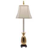 Tropical Brass White Shade Pineapple Buffet Table Lamp