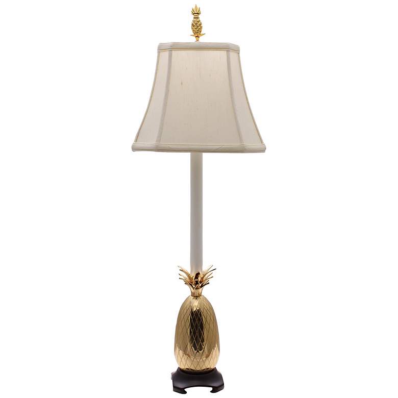 Image 1 Tropical Brass White Shade Pineapple Buffet Table Lamp