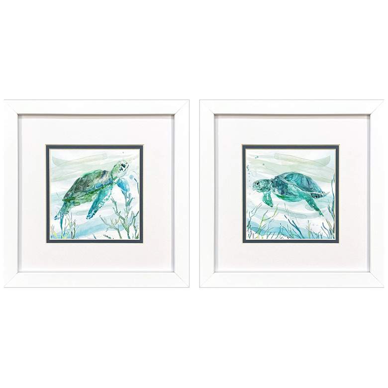 Image 1 Tropical Current 11"W x 11"H Framed Art Set of 2
