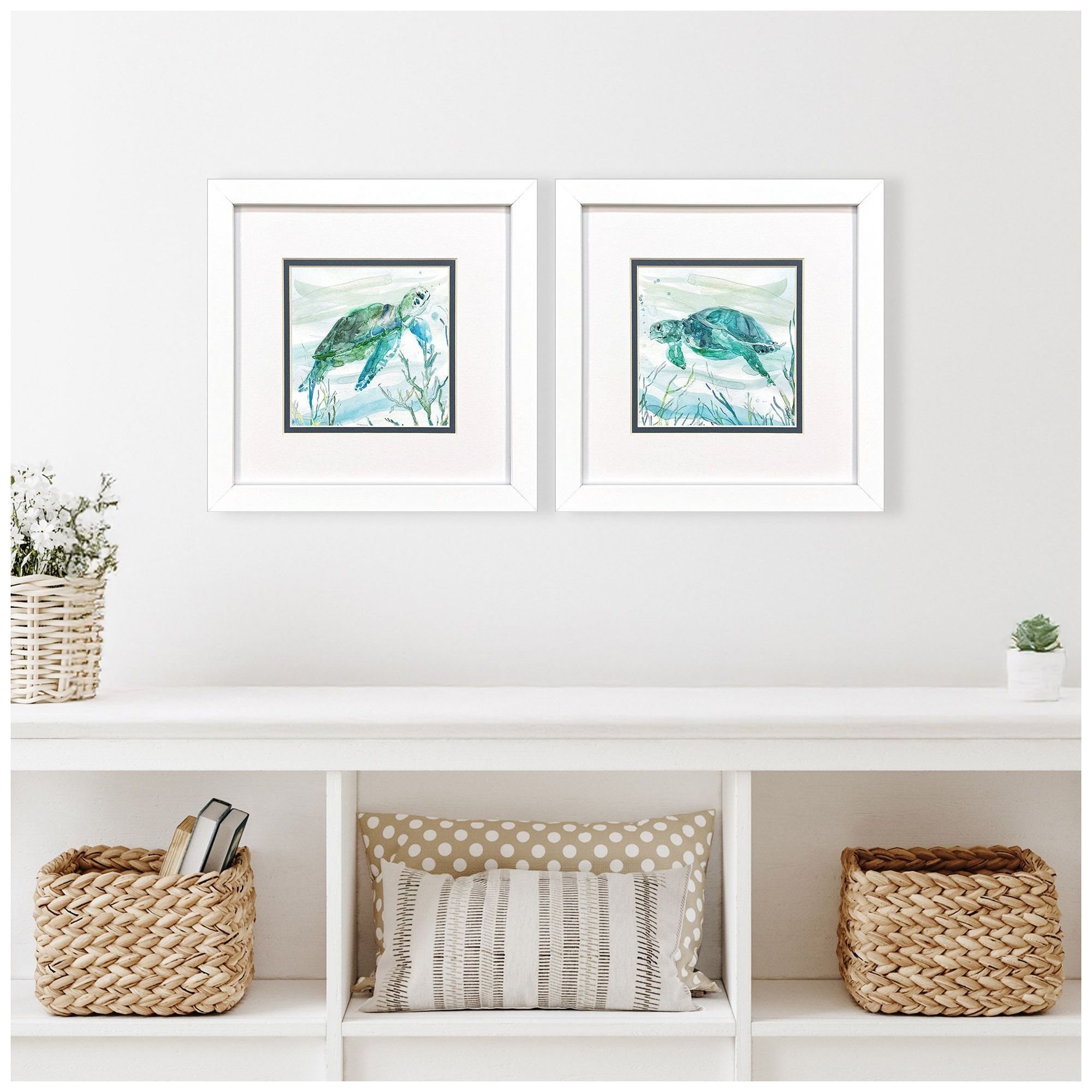 Image 4 Tropical Current 11"W x 11"H Framed Art Set of 2 more views