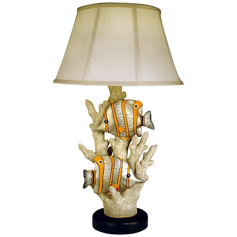 Image 1 Tropical Fish 27 1/2 inch High Table Lamp With Cloth Shade