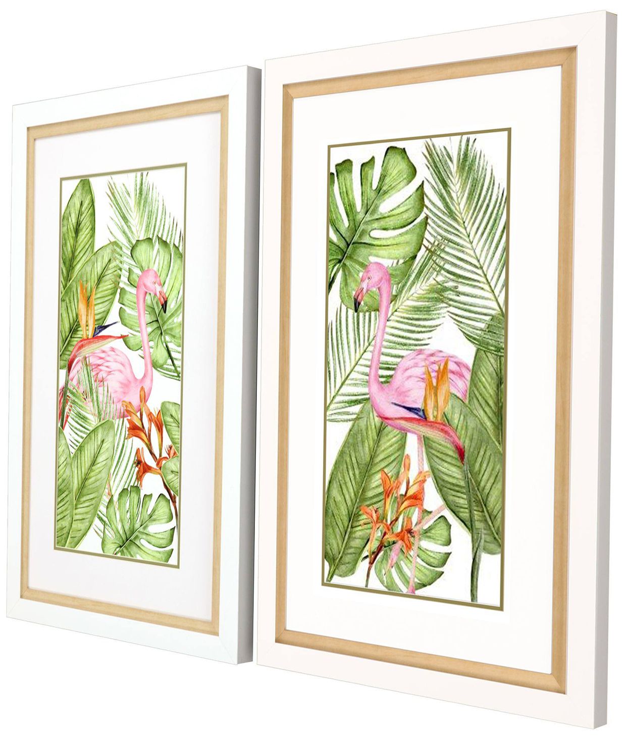 Image 2 Tropical Flamingo 22"W x 34"H Framed Art Set of 2 more views
