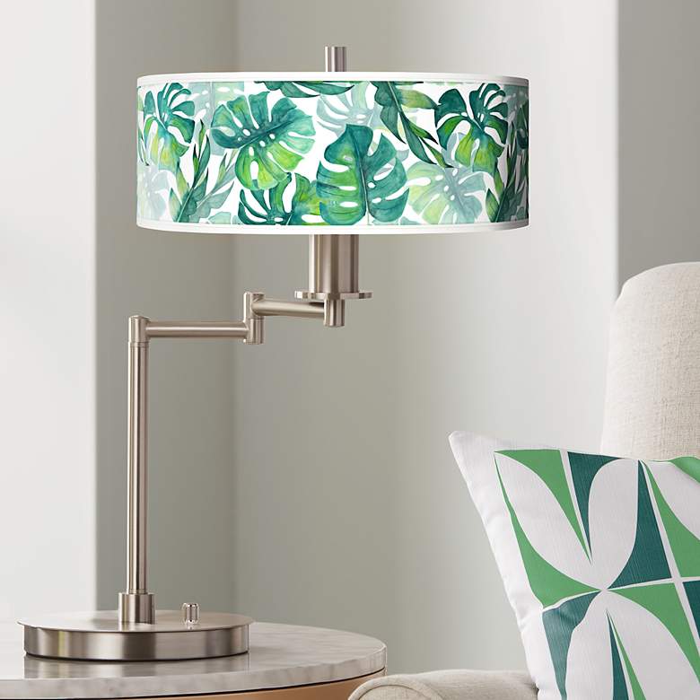 Tropical Giclee Shade Tropical Style LED Swing Arm Desk Lamp