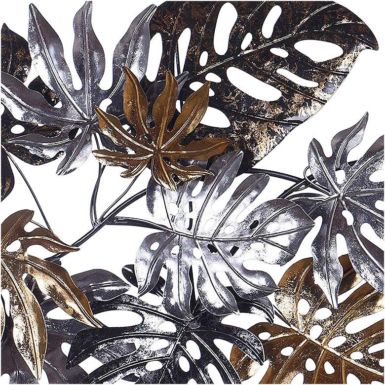 Image 2 Tropical Leaves 51.2"W x 26.4"H Metallic Painted Wall Art more views