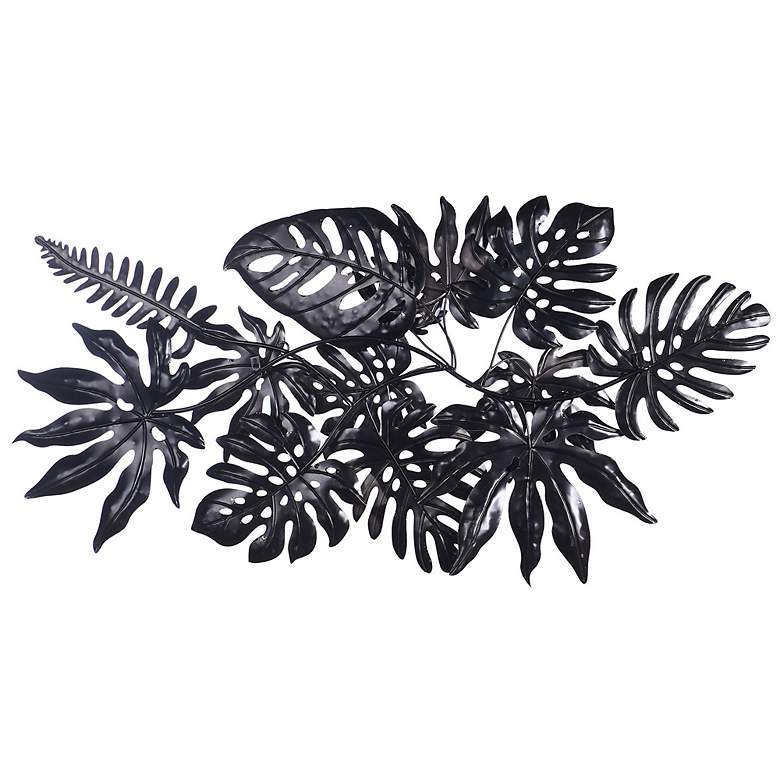 Image 6 Tropical Leaves 51.2"W x 26.4"H Metallic Painted Wall Art more views