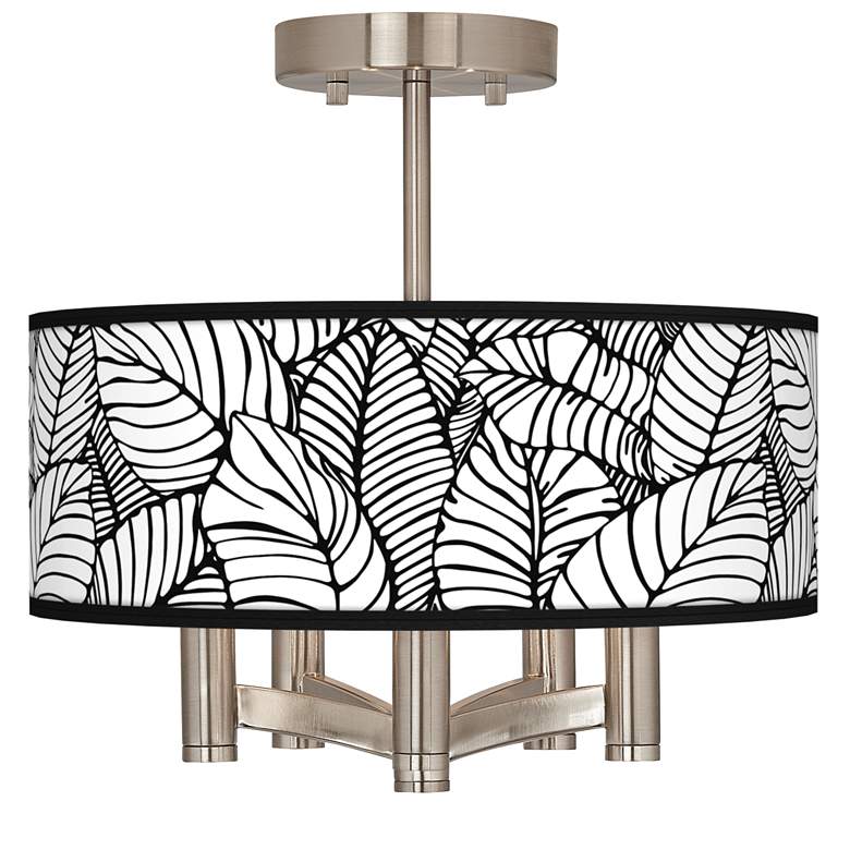Image 1 Tropical Leaves Ava 5-Light Nickel Ceiling Light
