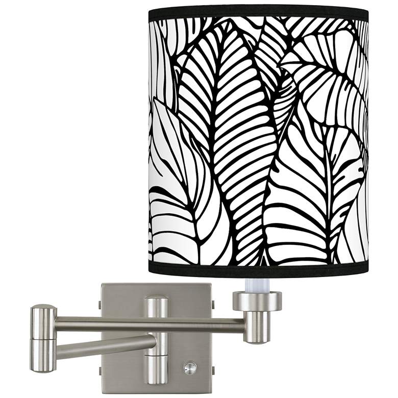 Image 1 Tropical Leaves Brushed Nickel Swing Arm Wall Lamp