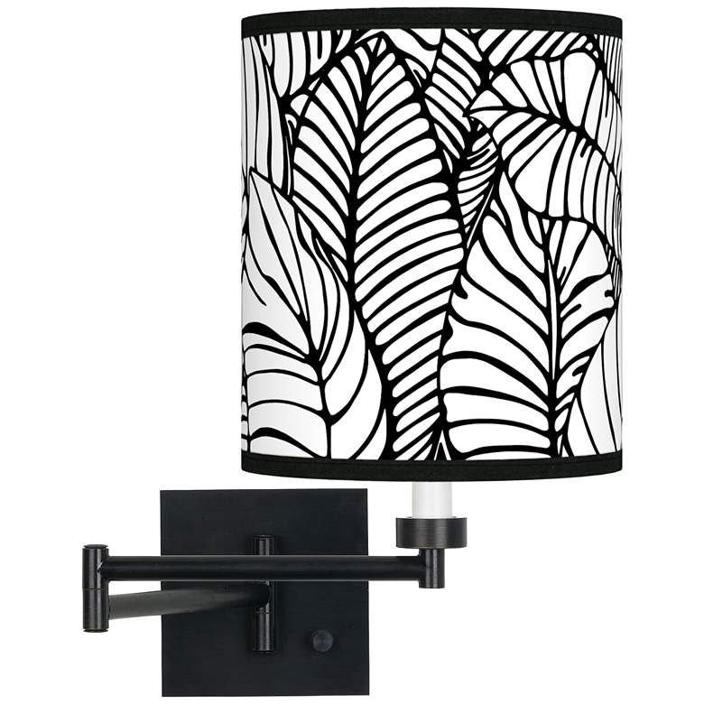 Image 1 Tropical Leaves Espresso Bronze Swing Arm Wall Lamp