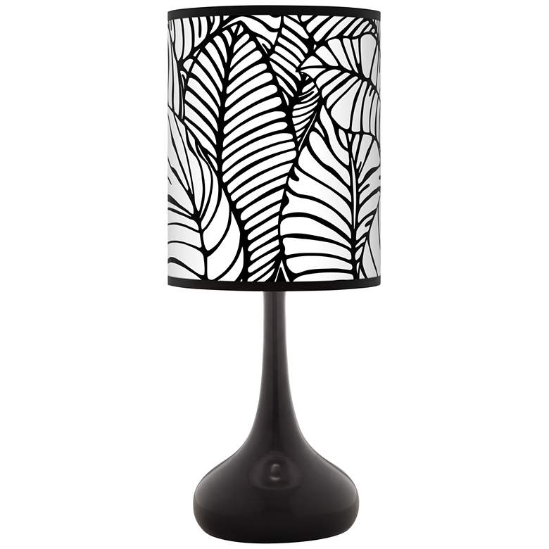 Image 1 Tropical Leaves Giclee Black Droplet Table Lamp