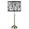 Tropical Leaves Giclee Brushed Nickel Table Lamp