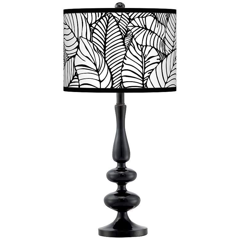 Image 1 Tropical Leaves Giclee Paley Black Table Lamp