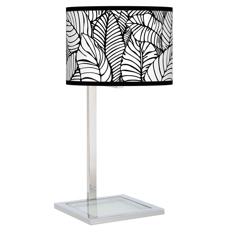 Image 1 Tropical Leaves Glass Inset Table Lamp