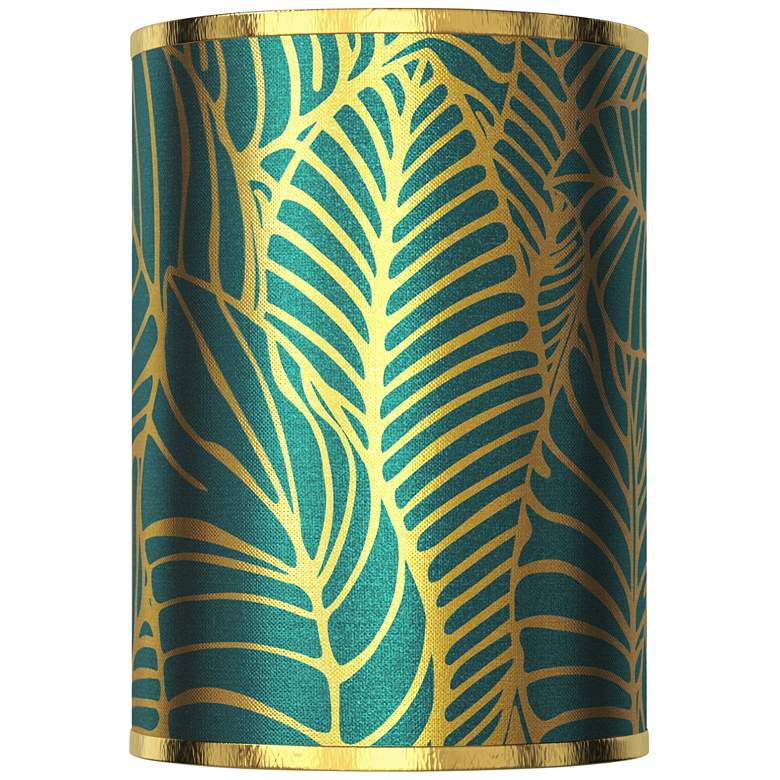 Image 1 Tropical Leaves Gold Metallic Cylinder Lamp Shade 8x8x11(Spider)