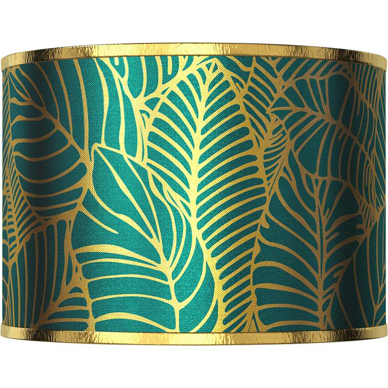 Image 1 Tropical Leaves Gold Metallic Giclee Shade 12x12x8.5 (Spider)