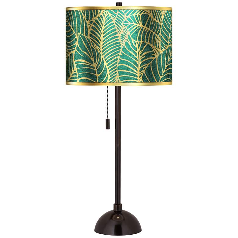 Image 1 Tropical Leaves Gold Metallic Tiger Bronze Club Table Lamp