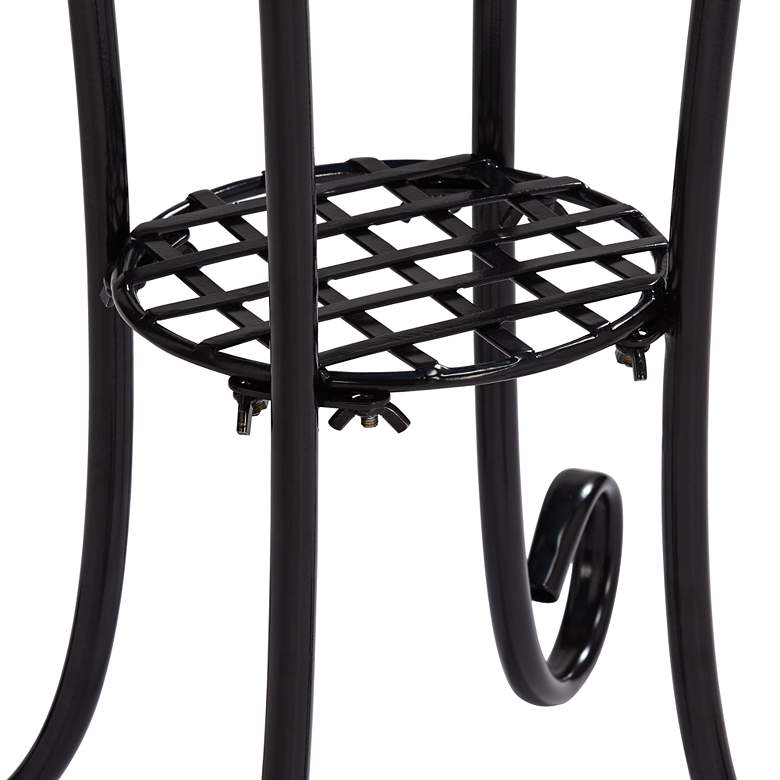 Tropical Leaves Mosaic Black Outdoor Accent Table more views