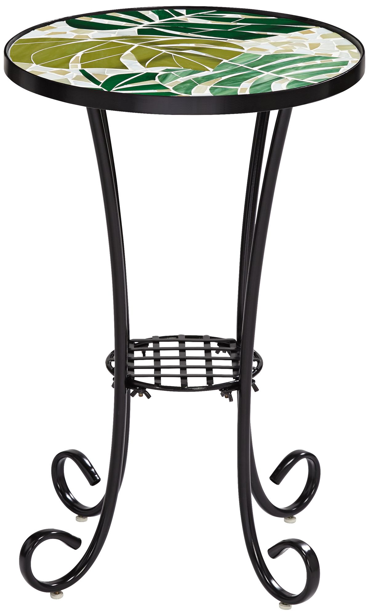 Tropical Leaves Mosaic Black Outdoor Accent Table 63V14 Lamps Plus