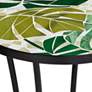 Tropical Leaves Mosaic Black Outdoor Accent Tables Set of 2